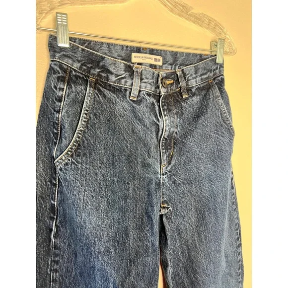 UNIQLO INES DE LA FRESSANGE Paris Dark Wash Wide Leg Jeans Size 24 - Picture 2 of 8